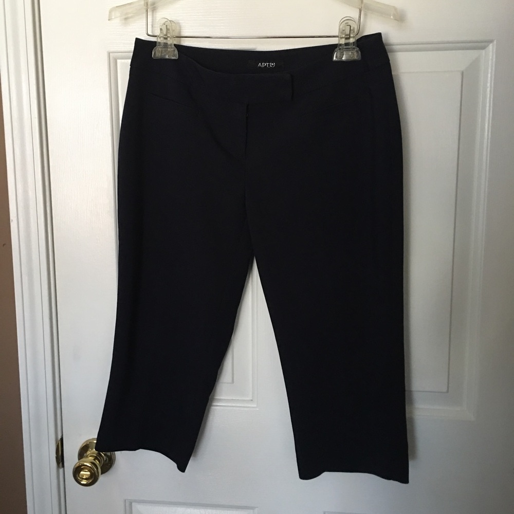 Apt 9 Womens 6P Petite Flat Front Capri Cropped Dress Pants Navy Blue Slacks.